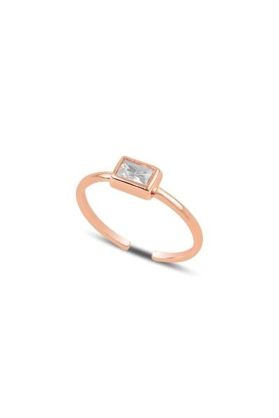 Gümüş rose Baget taşlı ayarlamalı yüzük SGTL11886ROSE