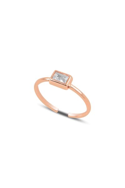 Gümüş rose Baget taşlı ayarlamalı yüzük SGTL11886ROSE