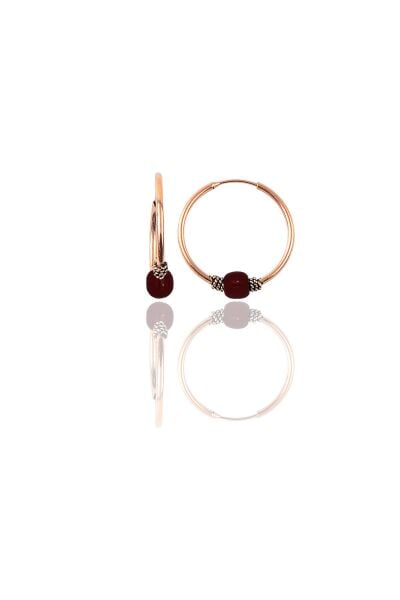 Gümüş rose 17 mm  mercan renkli halka küpe SGTL11262ROSE