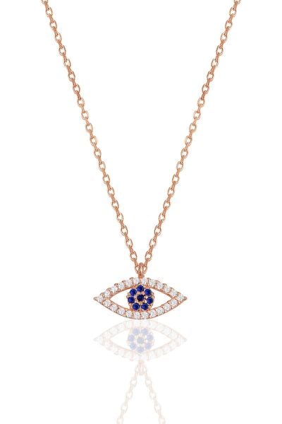 Gümüş rose zirkon taşlı göz kolye SGTL11982ROSE