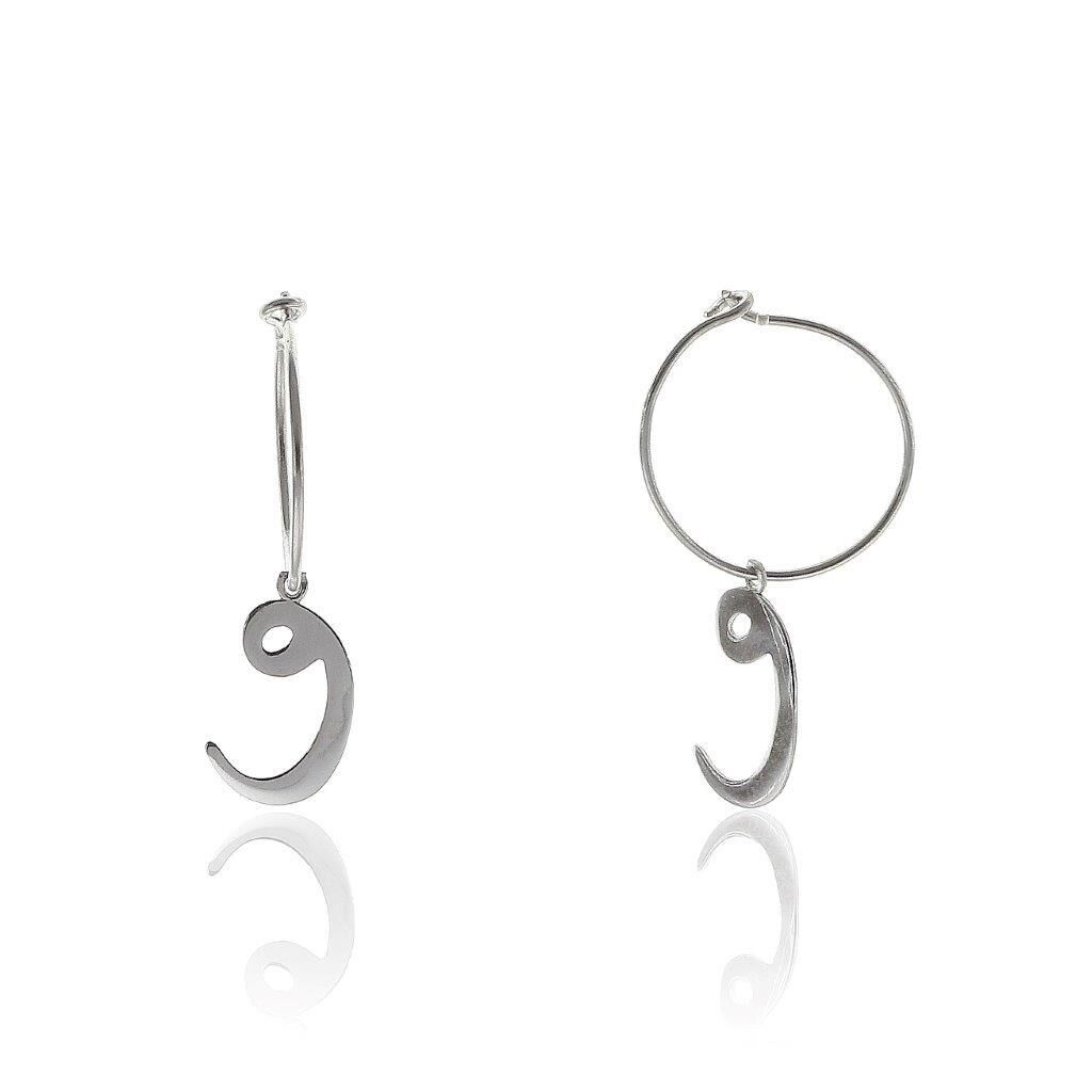 Vav Modeli Rodyum Gümüş Küpe SGTL5658