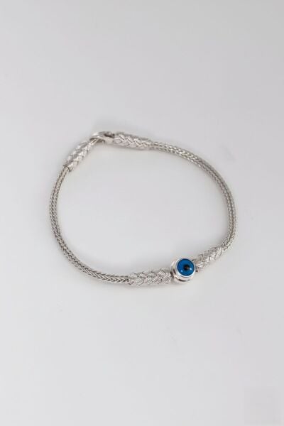 925 ayar gümüş bileklik nazar boncuklu el işi kazaziye bileklik SGTL13171BEYAZ