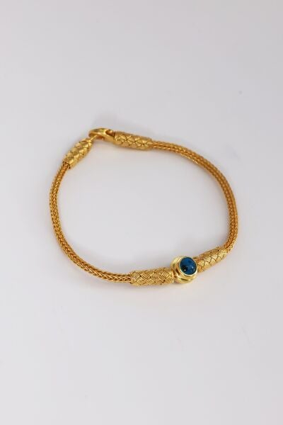 925 ayar gümüş bileklik altın yaldızlı nazar boncuklu el işi kazaziye bileklik SGTL13171GOLD