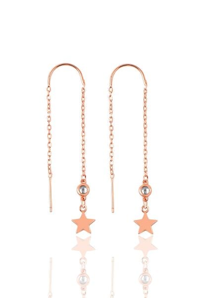 Gümüş zincirli  yıldız modeli küpe SGTL9663