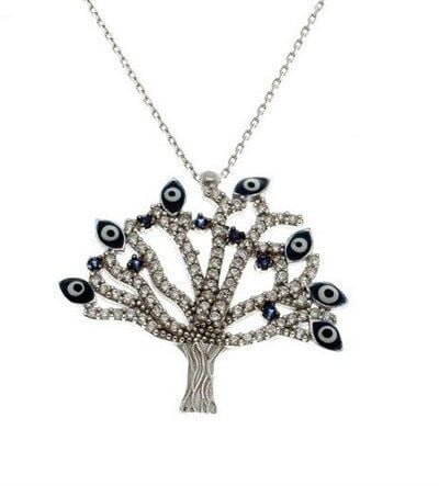 rodyumlu nazar ağacı kolye kolye5275