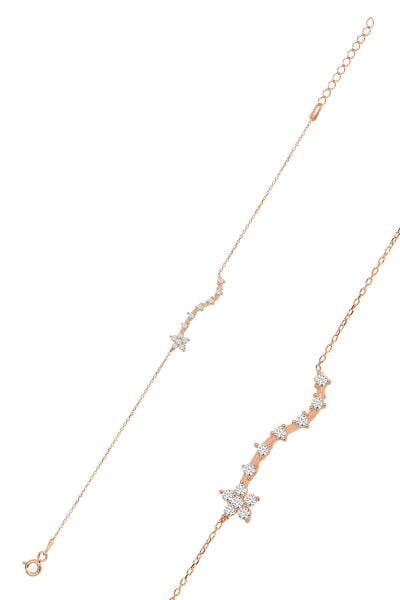 Gümüş rose zirkon sıra taşlı çiçek bileklik SGTL11979ROSE