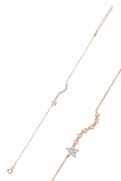 Gümüş rose zirkon sıra taşlı çiçek bileklik SGTL11979ROSE