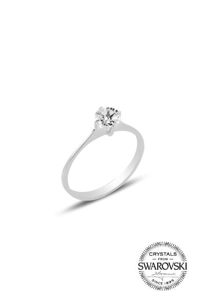 Gümüş Swarovski tek taş yüzük SGTL20510