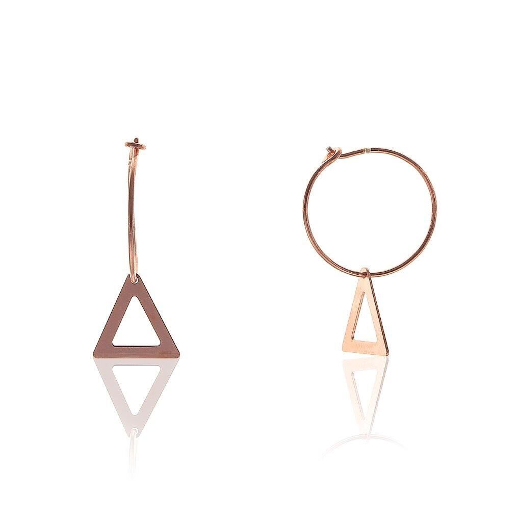 İçi boş Ücgen Modeli Rose Gümüş Küpe SGTL5663