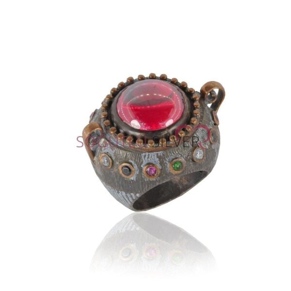 lal taşlı anfora otantik yüzük SGTL4918