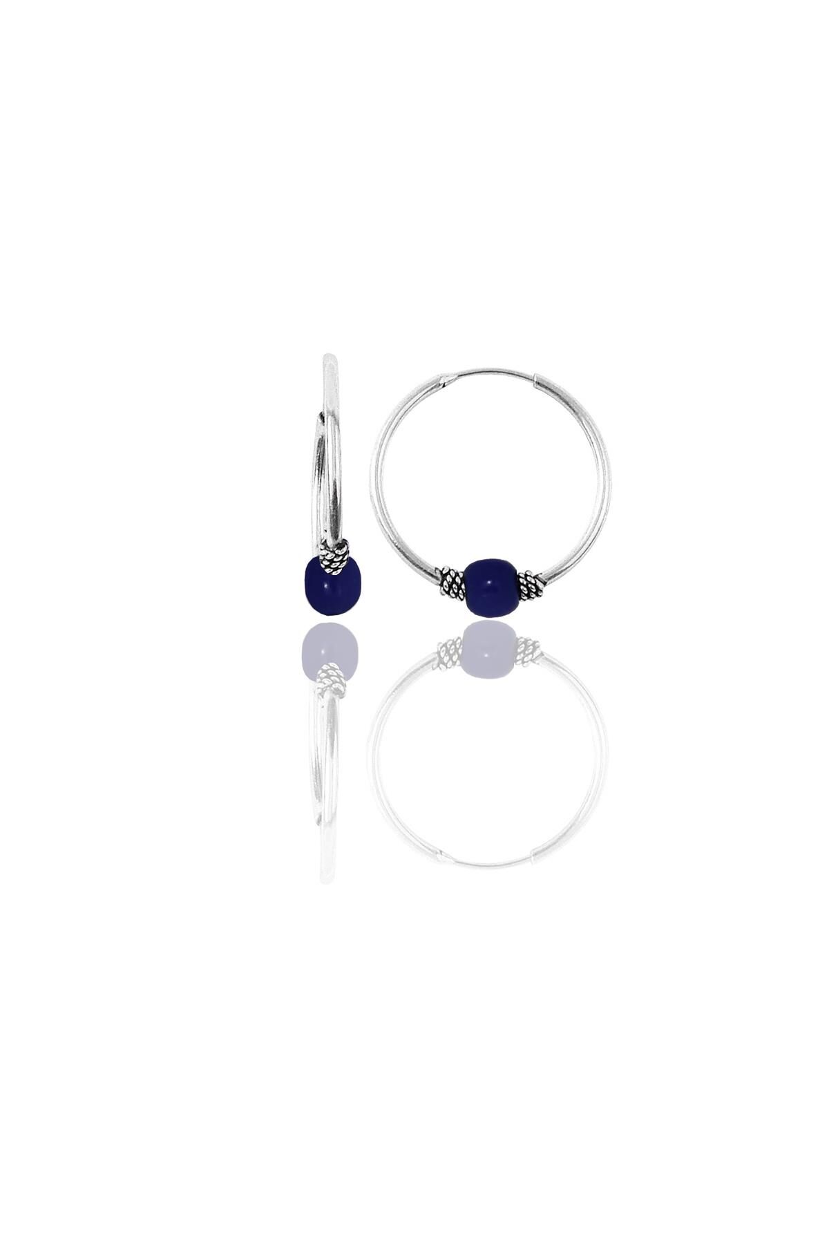 Gümüş 17 mm çivit mavisi halka küpe SGTL11260RODAJ