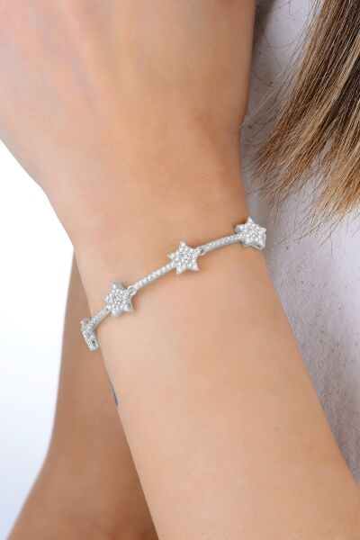 Gümüş rodyumlu zirkon taşlı parıltılı kuyruklu yıldız bileklik SGTL12938RODAJ
