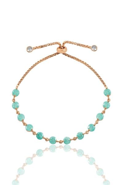 925 ayar gümüş bileklik rose 5 mm kristalize yeşil taşlı asansörlü sıra taşlı bileklik SGTL13173YESIL