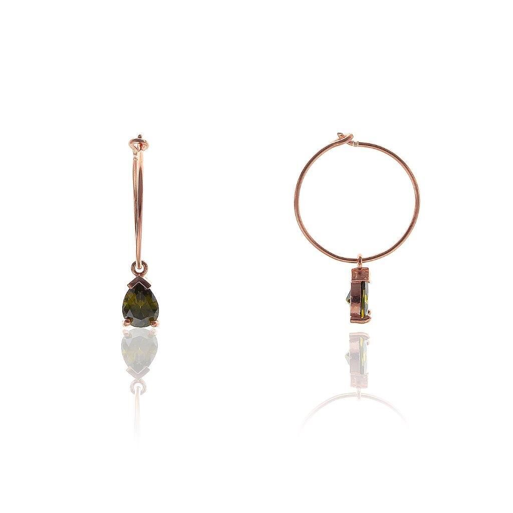 Peridot Taşlı Rose Gümüş Küpe SGTL5666