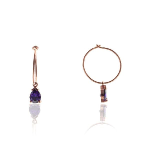 Ametist Taşlı Rose Gümüş Küpe SGTL5667