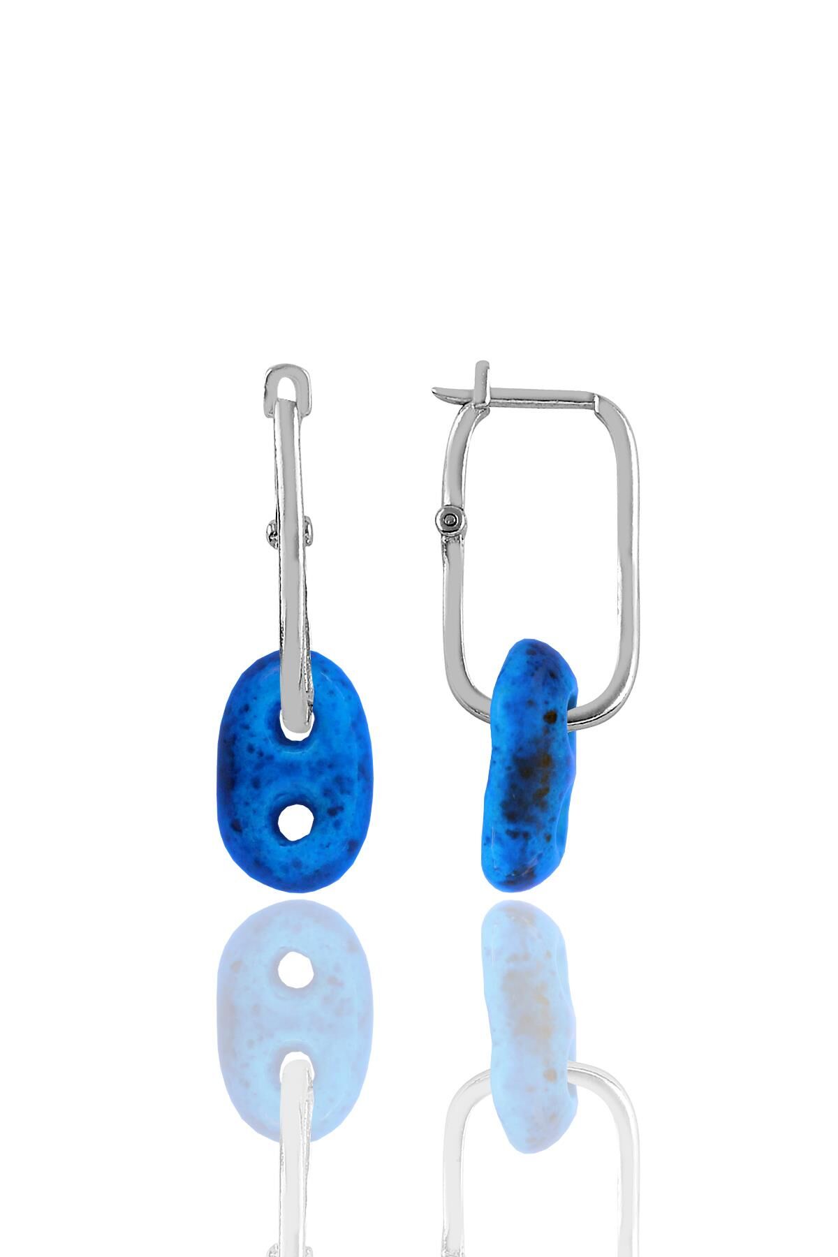 Gümüş rodyumlu  süryani nazarlığı göçmen küpe SGTL11259RODAJ