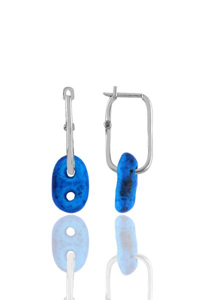 Gümüş rodyumlu  süryani nazarlığı göçmen küpe SGTL11259RODAJ