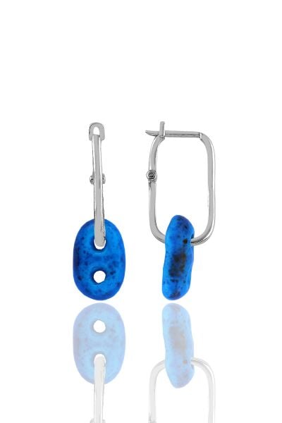 Gümüş rodyumlu  süryani nazarlığı göçmen küpe SGTL11259RODAJ