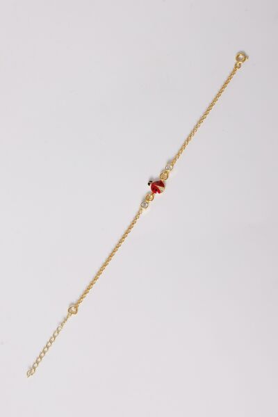 925 ayar gümüş bileklik altın yaldızlı zirkon taşlı kırmızı mineli uğur böceği çocuk bileklik SGTL13175GOLD