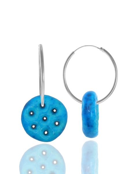 Gümüş yedi delikli süryani nazarlığı halka küpe SGTL11258RODAJ