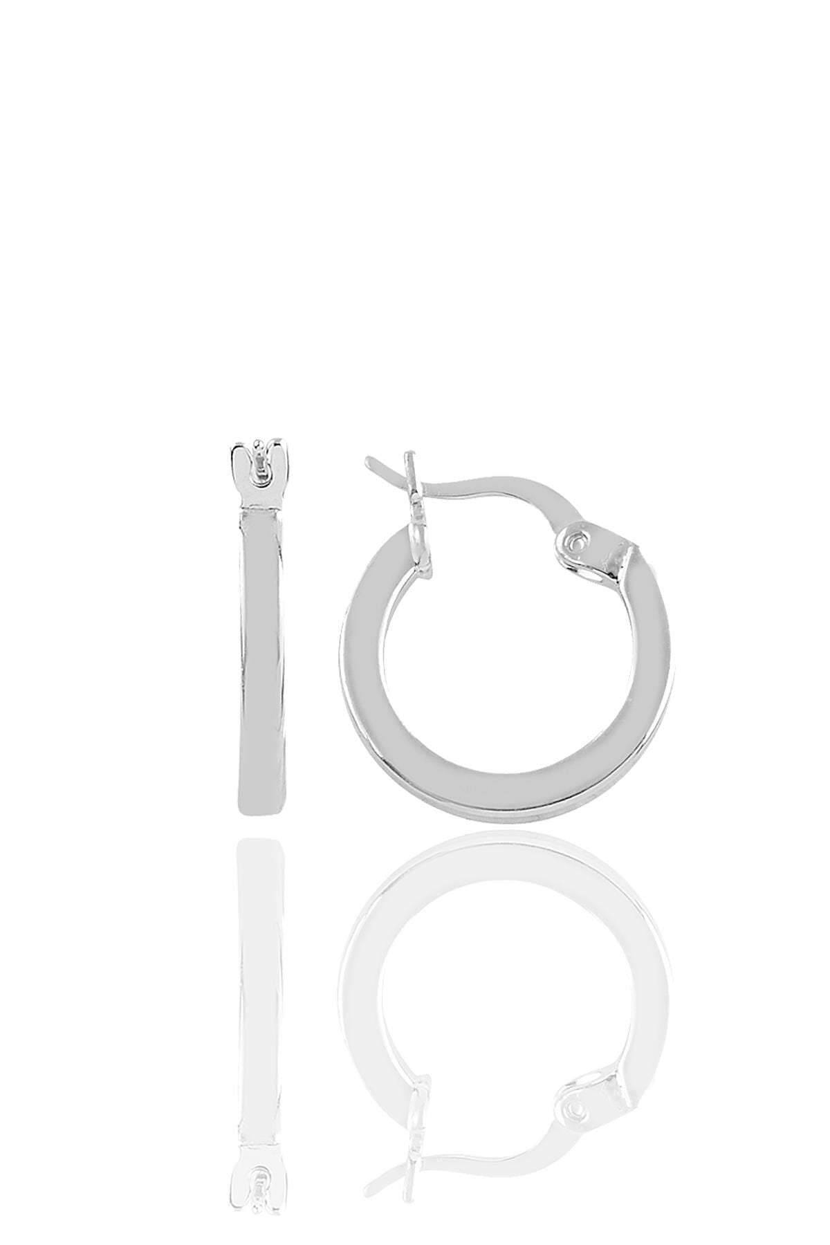 Gümüş rodyumlu balta kilit 17 mm halka küpe SGTL11257RODAJ