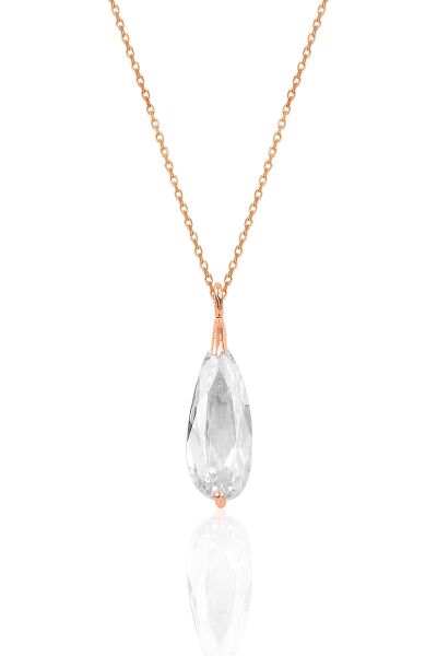 Gümüş rose zirkon taşlı damla kolye SGTL10242ZİRKON