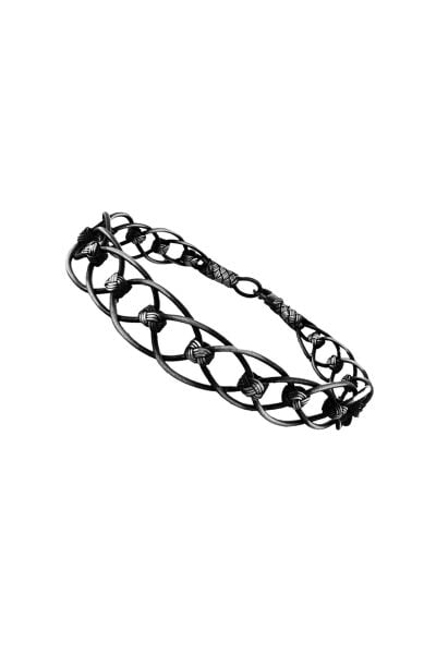 Gümüş tamamen el işçiliği kazaziye işlemeli örgülü erkek bileklik SGTL11989