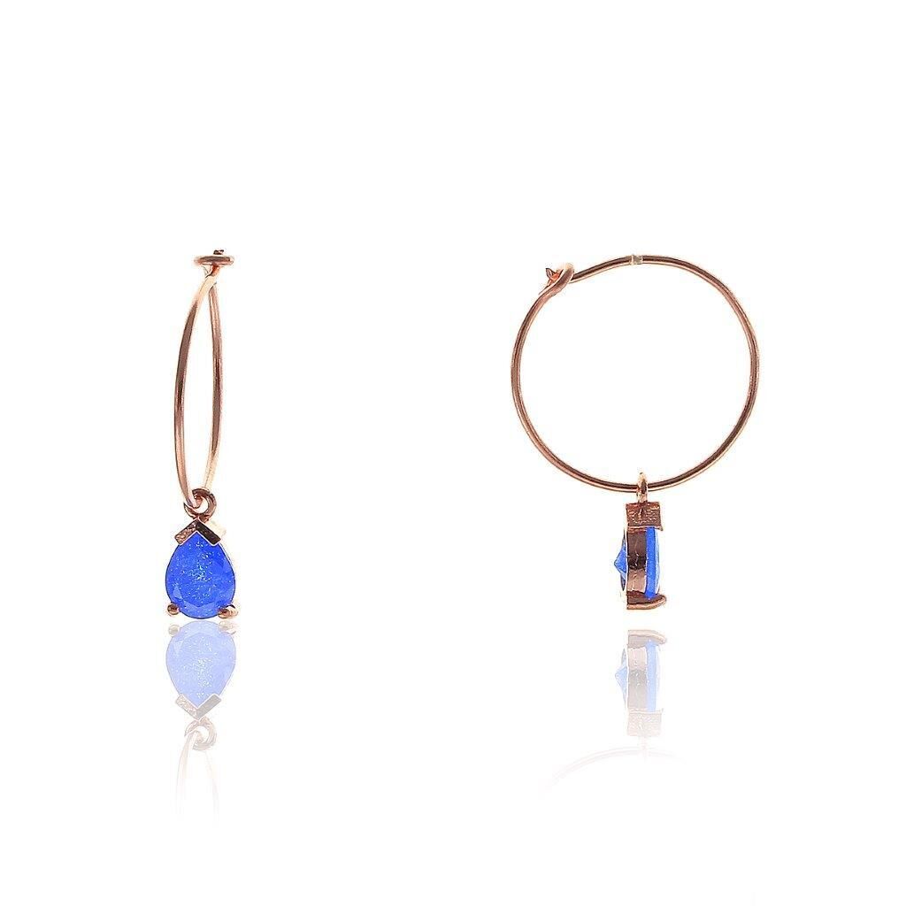 Mavi Topaz Rose Gümüş Küpe SGTL5669