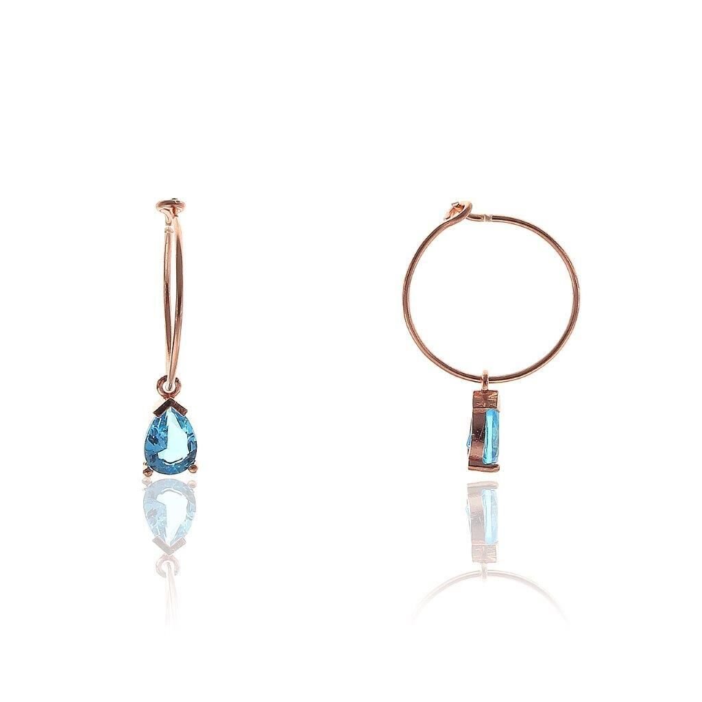 Akuamarin Taşlı Rose Gümüş KÜpe SGTL5670