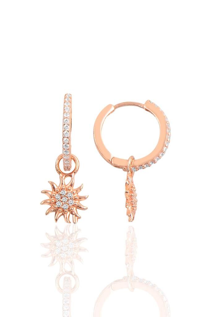 Gümüş güneş halka küpe SGTL10781ROSE