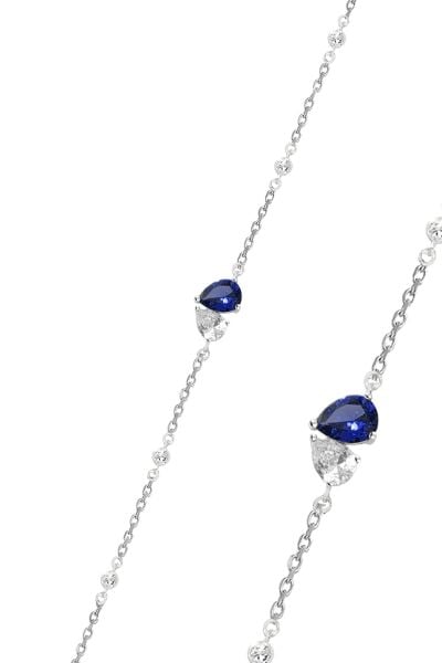 Gümüş rodyumlu safir ve zirkon taşlı göksel su damlası bileklik SGTL12644LACIVERT