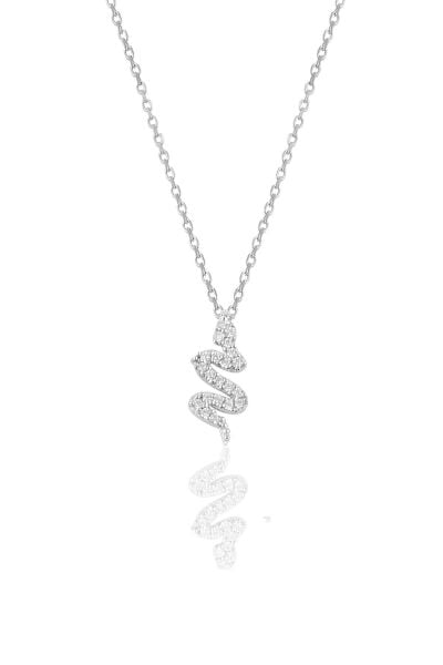 Gümüş  zirkon taşlı yılan kolye SGTL10376