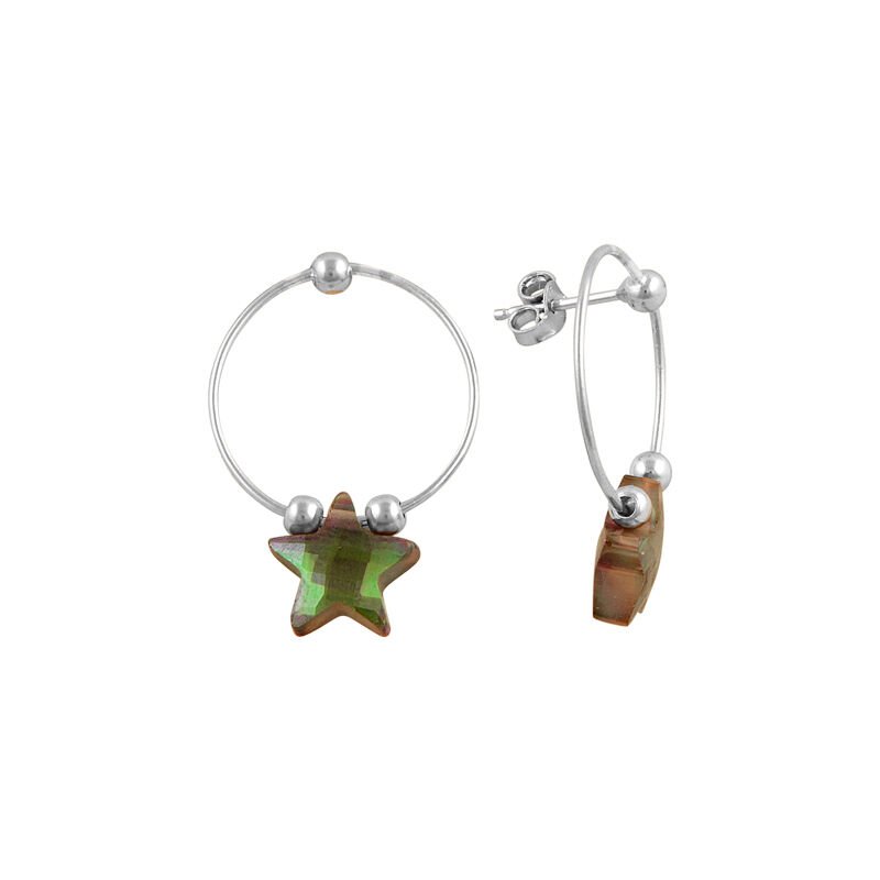 Mistik topaz taşlı yıldız halka küpe SGTL7478