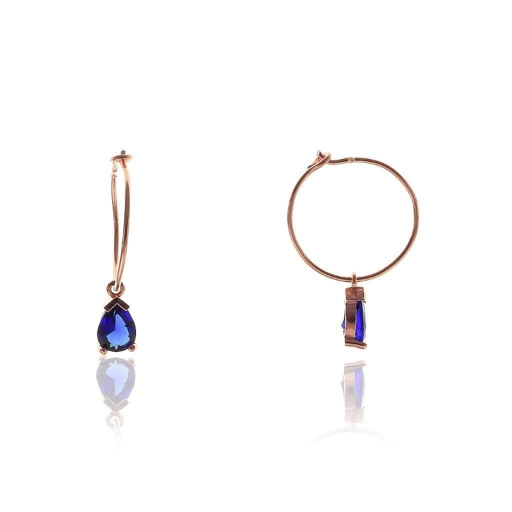 Safir Taşlı Rose Gümüş Küpe SGTL5671