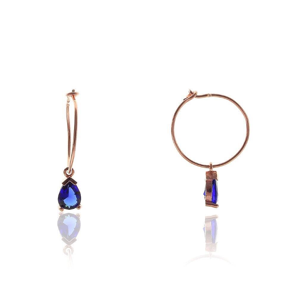 Safir Taşlı Rose Gümüş Küpe SGTL5671