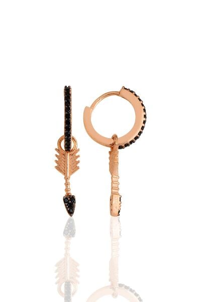 Gümüş rose onix taşlı ok küpe SGTL11624ROSE