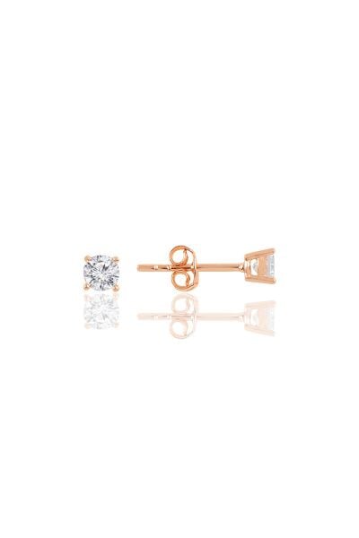 Gümüş rose zirkon taşlı pırlanta montürlü tek taş kupe SGTL11301ROSE