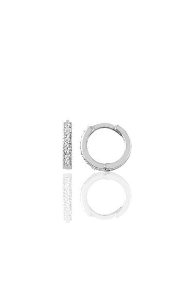 Gümüş rodyumlu zirkon taşlı 12 mm halka küpe SGTL11255RODAJ