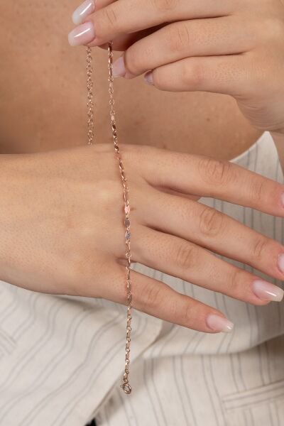 925 ayar gümüş halhal rose mekik pullu halhal SGTL13180ROSE
