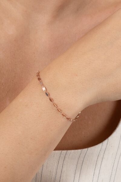 925 ayar gümüş halhal rose mekik pullu halhal SGTL13180ROSE