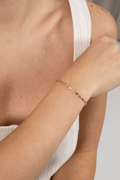 925 ayar gümüş halhal rose mekik pullu halhal SGTL13180ROSE