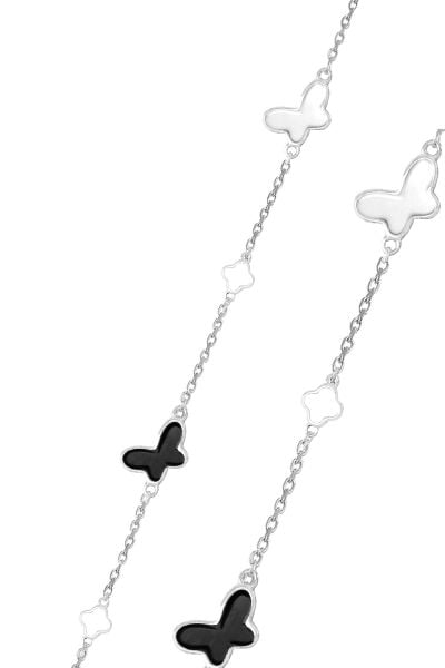 Gümüş mineli, doğanın ikilisi şanslı kelebekler bileklik SGTL12646RODAJ