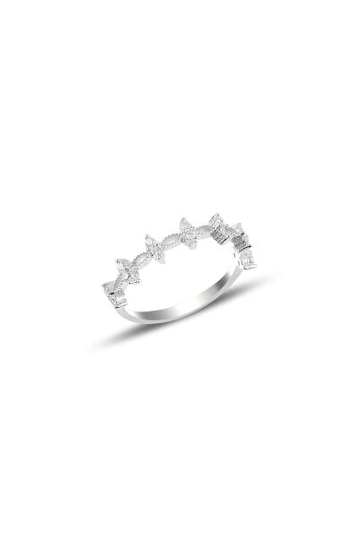 Gümüş rodaj zirkon taşlı crown yüzük SGTL10290RDJ