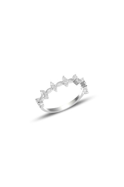 Gümüş rodaj zirkon taşlı crown yüzük SGTL10290RDJ