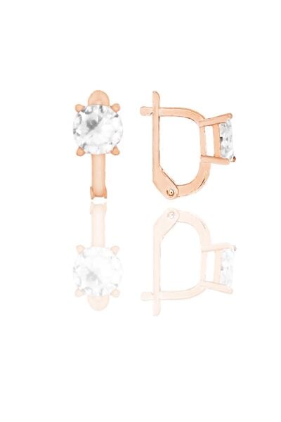 Gümüş rose zirkon taşlı yuvarlak  j küpe SGTL11254ROSE