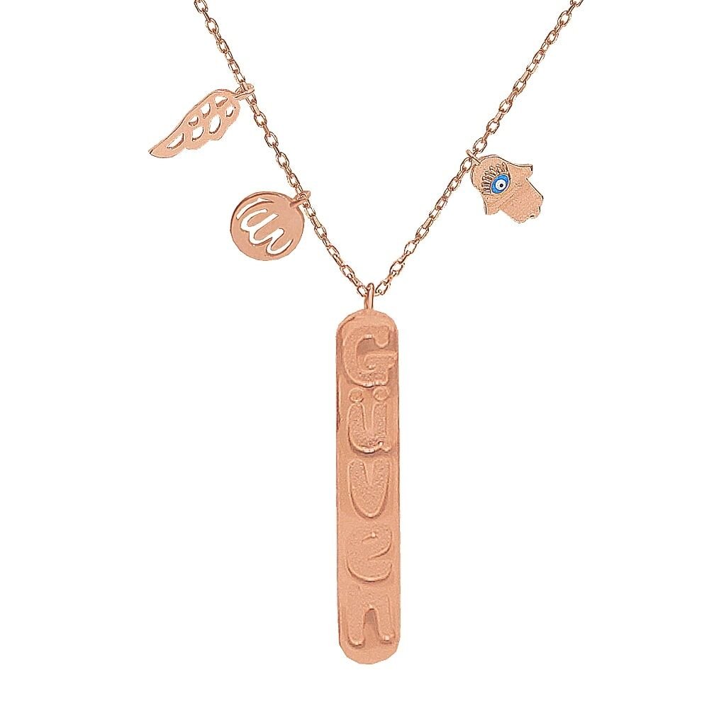 rose güven yazılı dilek kolyesi SGTL2718