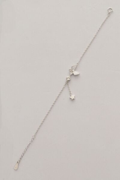 Gümüş rodyumlu zirkon taşlı, mineli kelebek ve yıldız ışıltısı kadın bileklik SGTL12647RODAJ