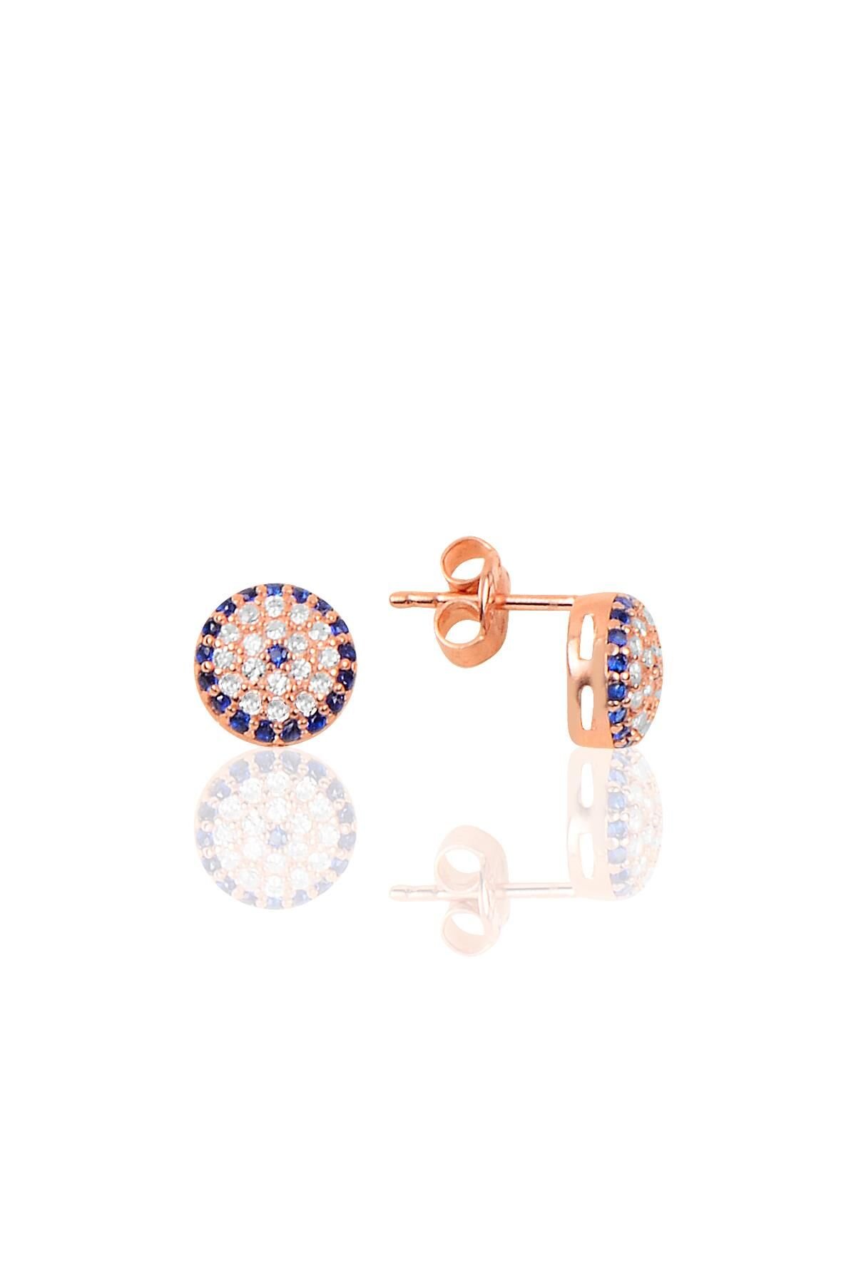 Gümüş rose nazarlı küpe SGTL10249