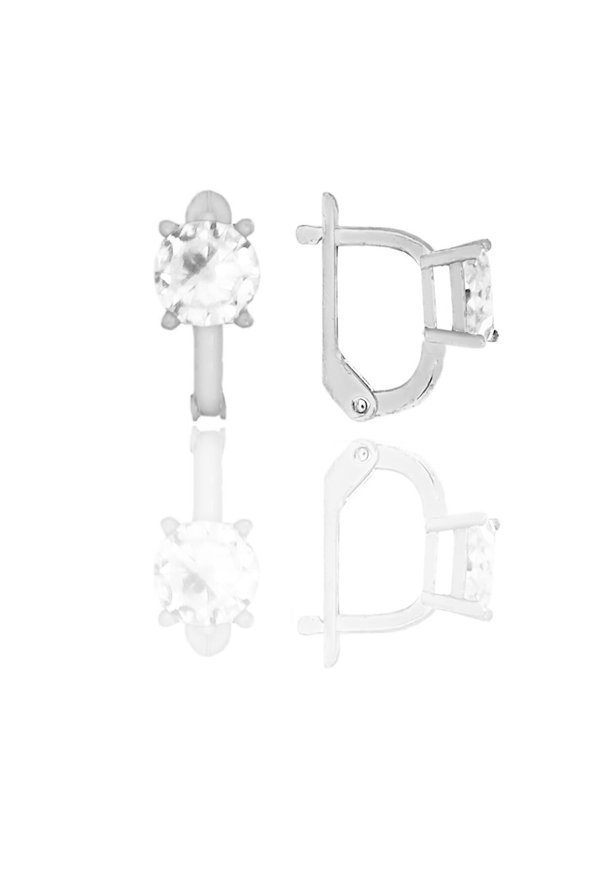 Gümüş zirkon taşlı yuvarlak j küpe SGTL11254RODAJ