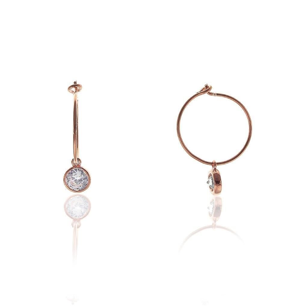 Zirkon Taşlı Modeli Rose Gümüş Küpe SGTL5676